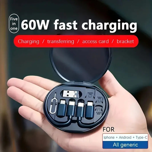 5 in 1 60W Multifunctional Mini Data Cable Set Storage Box