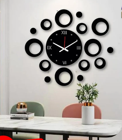 Circles Style 3D Wooden Wall Clock